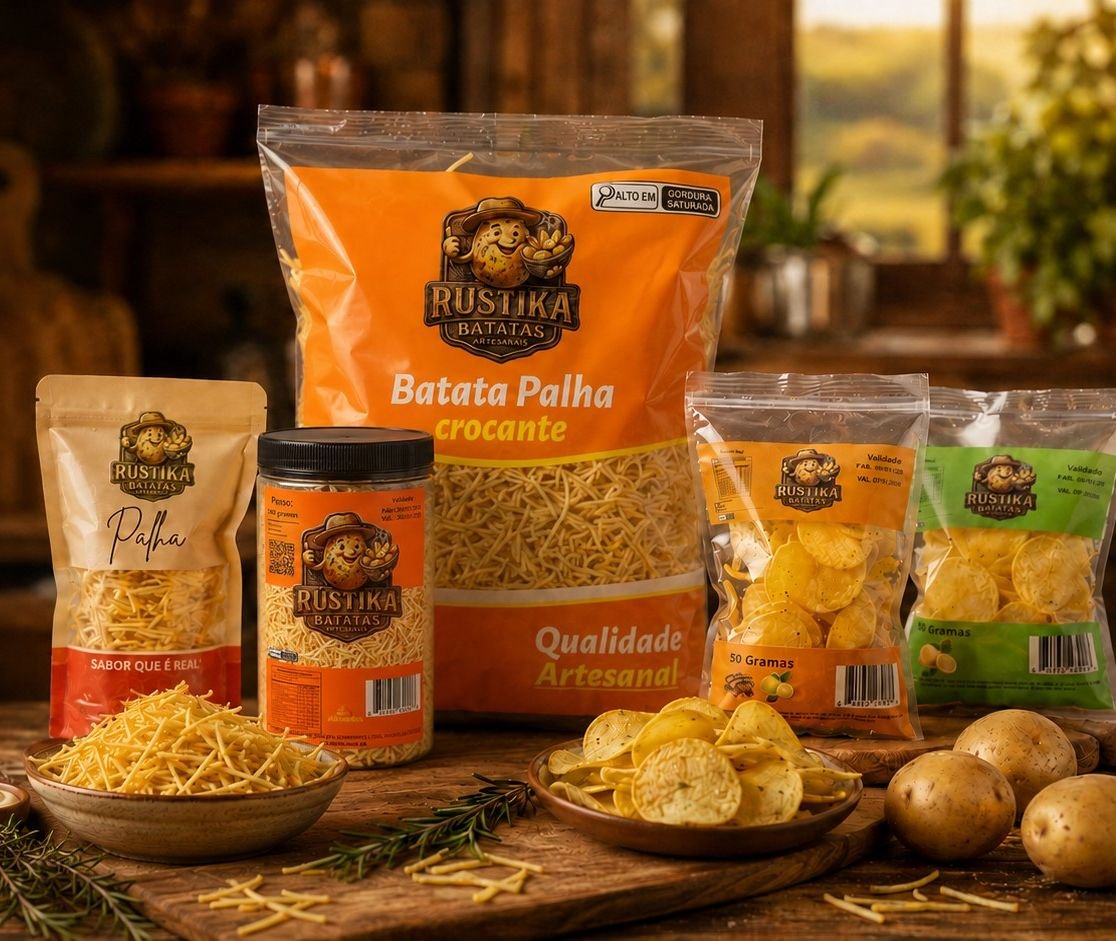 Linha de produtos Rústika Batatas Artesanais